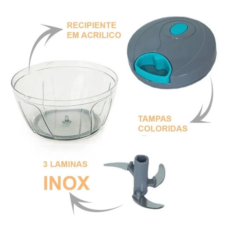 Multi Processador de Alimentos Manual 3 Lâminas Inox